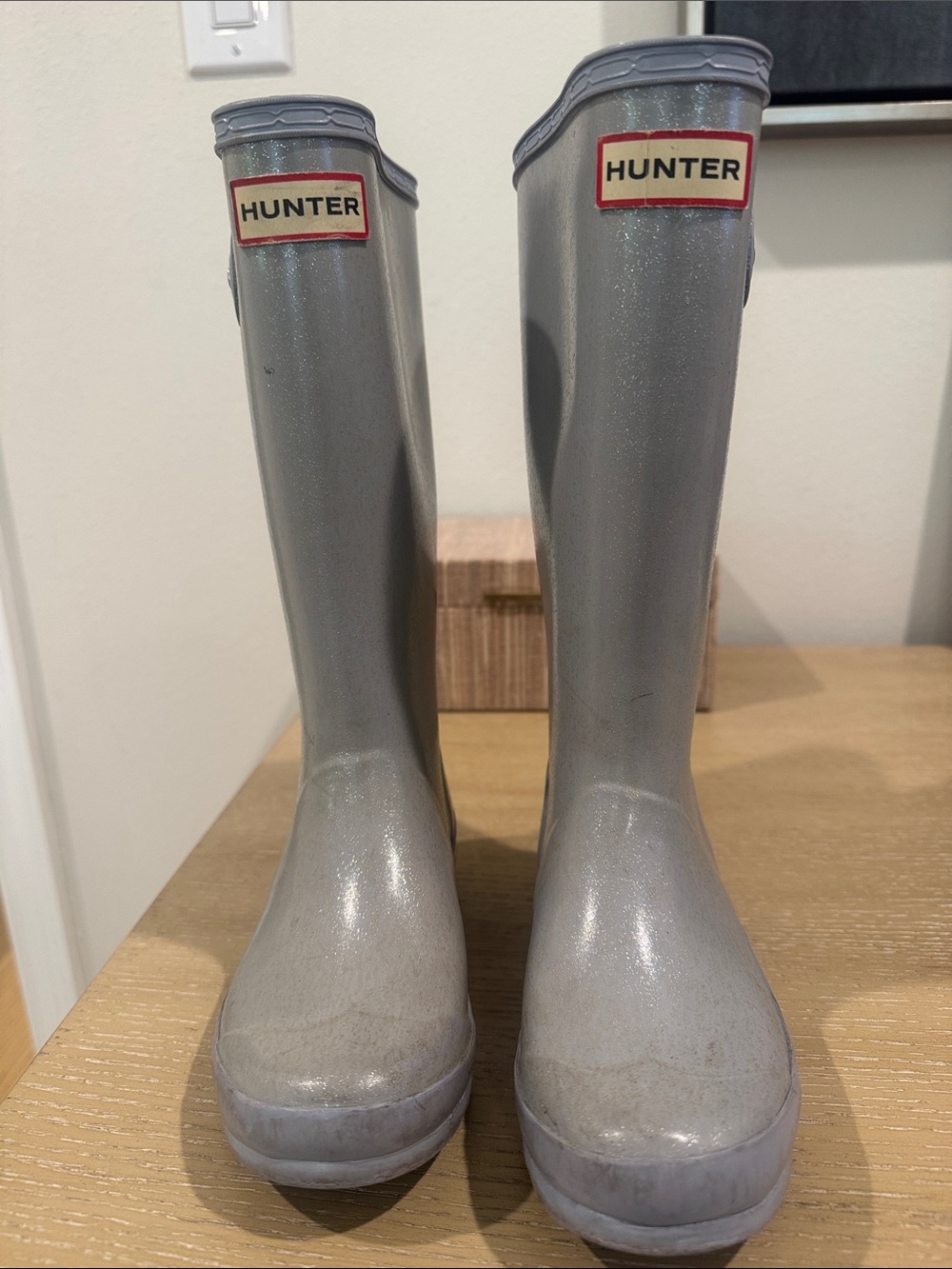Hunter Kids Light Blue Glitter Rain Boots